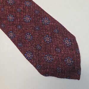 Paolo Albizzati Tie 62" x 2.5" Maroon Floral Medallion Print Loose Weave
